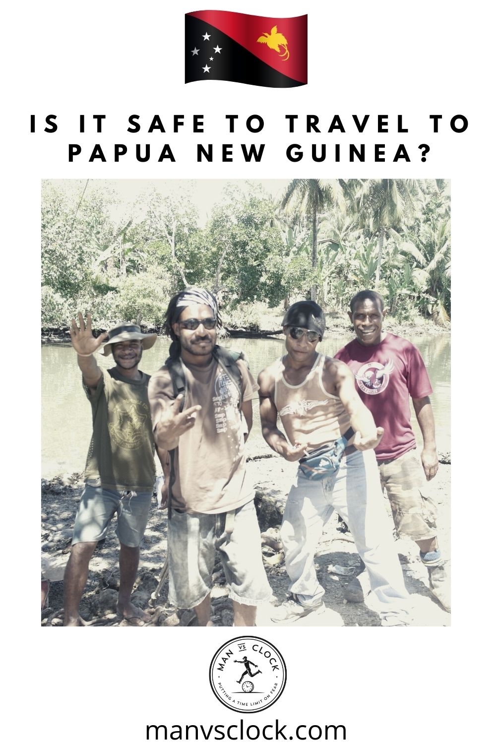 4 men pose for the camera in papua new guinea