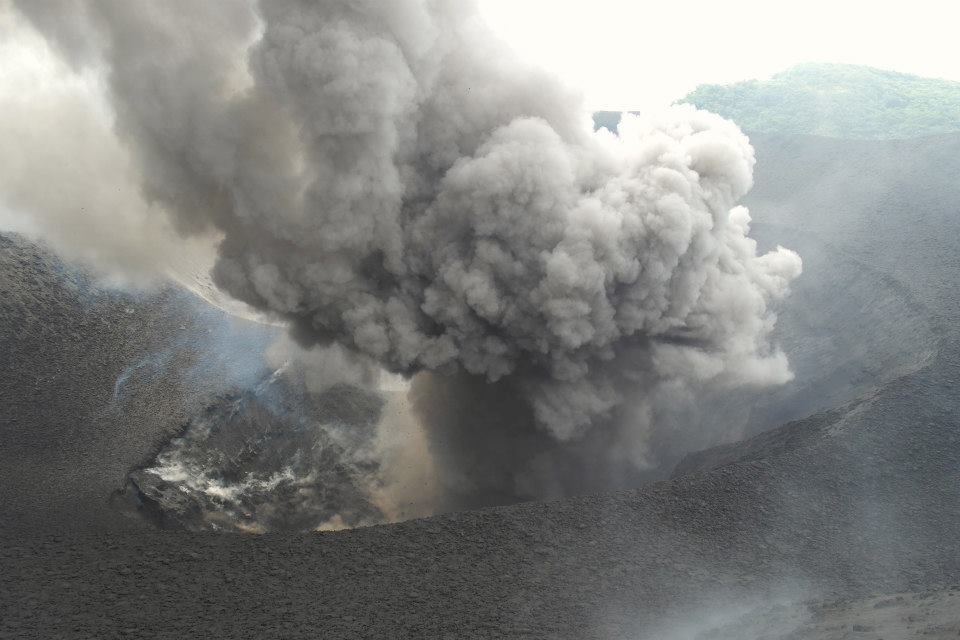 Bubbling smoke coming from Mount Yasur volcano in Tanna Island, Vanuatu.