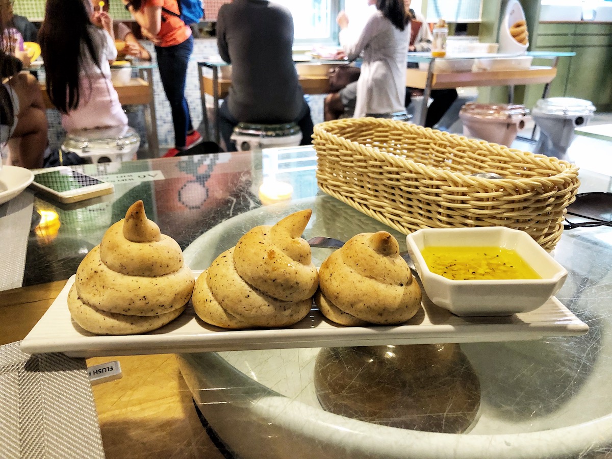 Pieces of bread in the shape of a poo