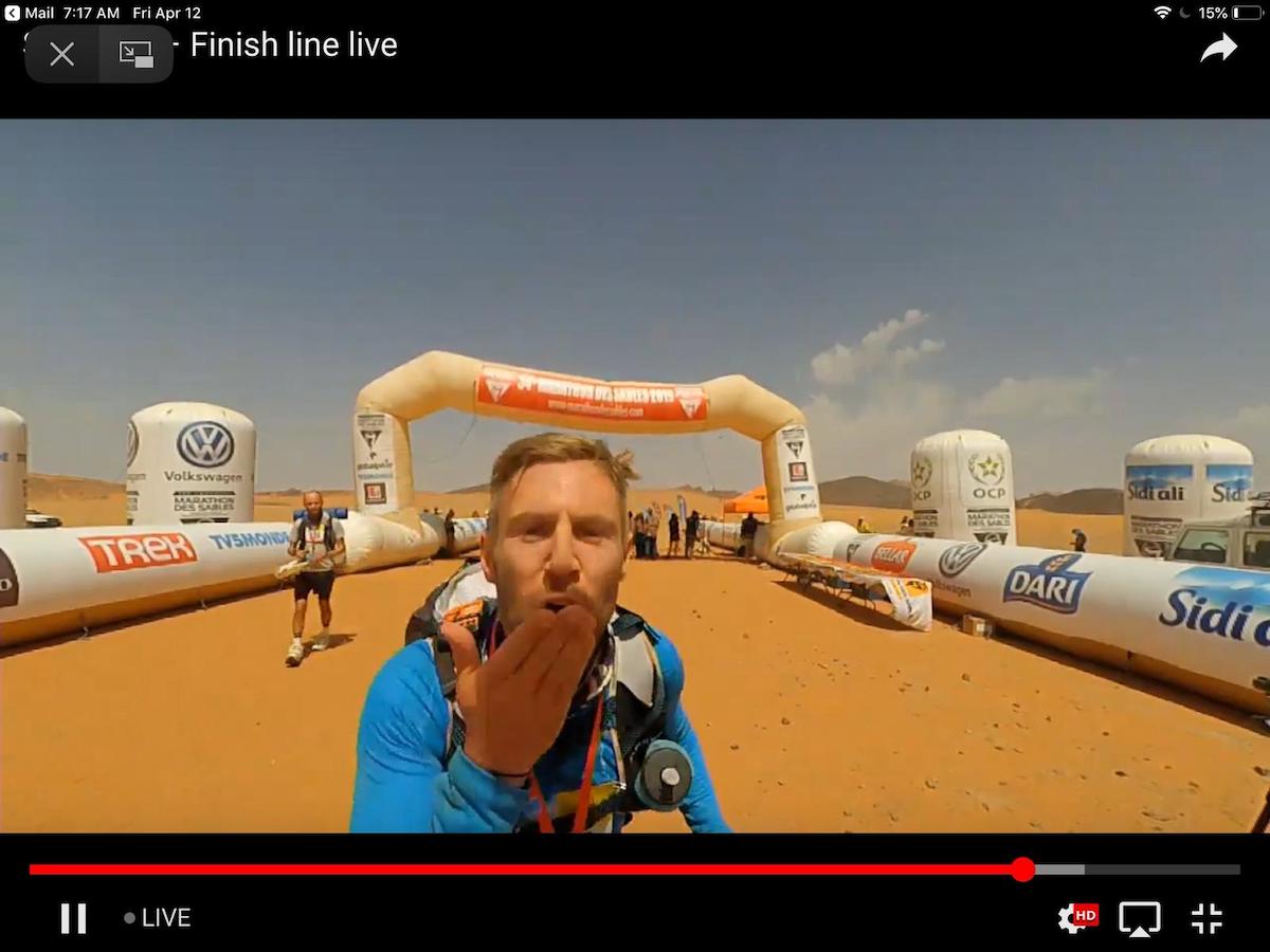 Johnny finishing Marathon des Sables