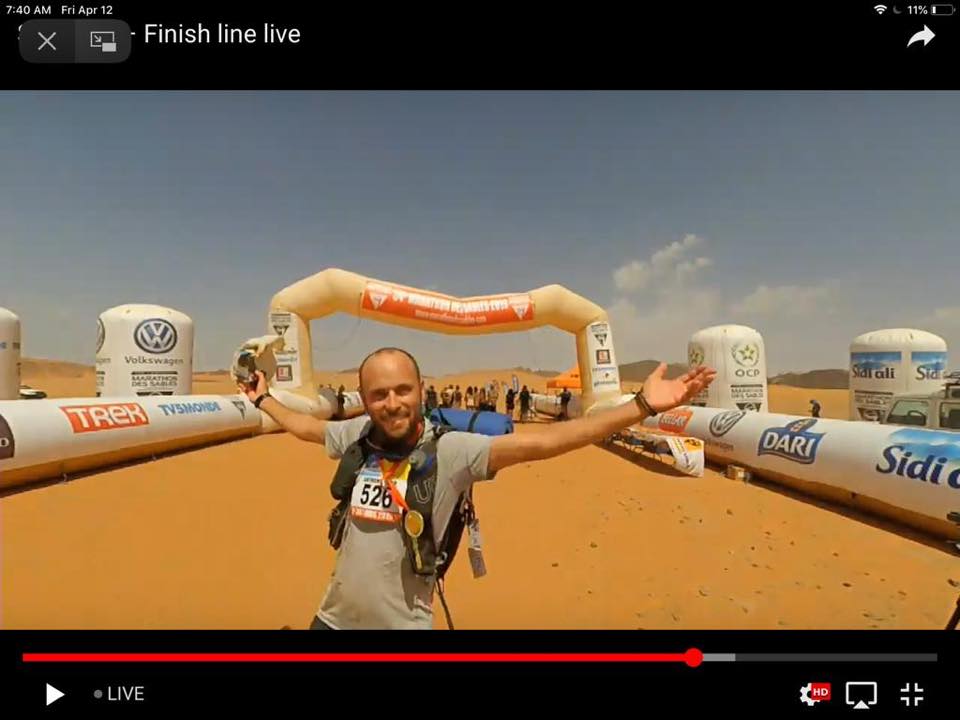 Me finishing Marathon des Sables