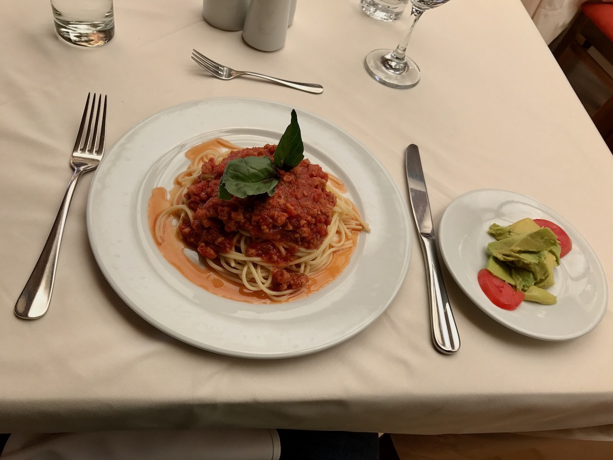 Vegetarian spaghetti bolognese. 