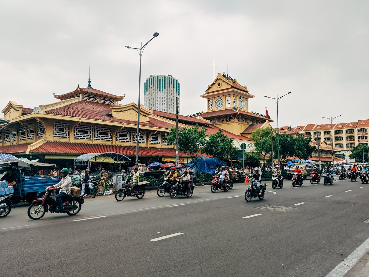 Motorcycles in Ho Chi Minh City during the day, Vietnam.