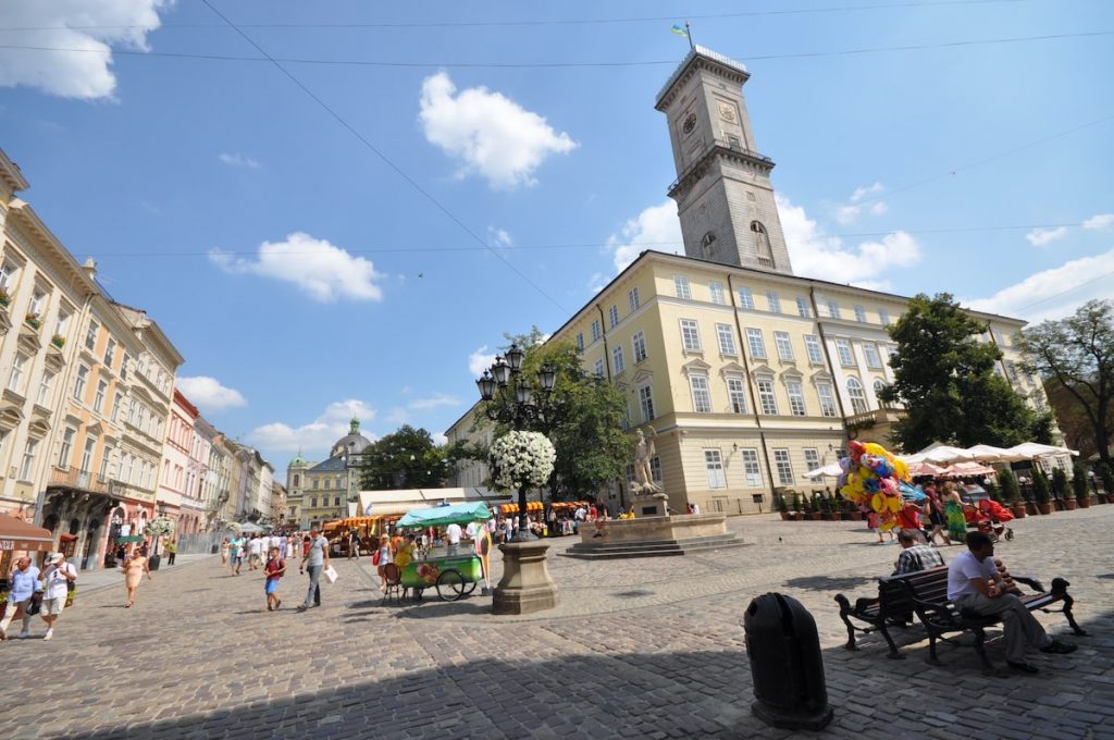 Lviv Clock Tower from the Town Square