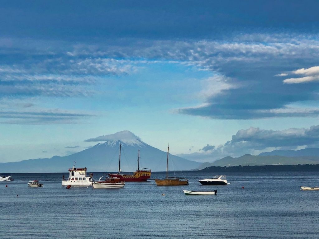 View of Osorno Volcano from Llanquihue Lake in Puerto Varas, Chilean Patagonia