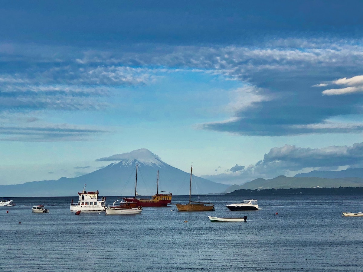 View of Osorno Volcano from Llanquihue Lake in Puerto Varas, Chilean Patagonia