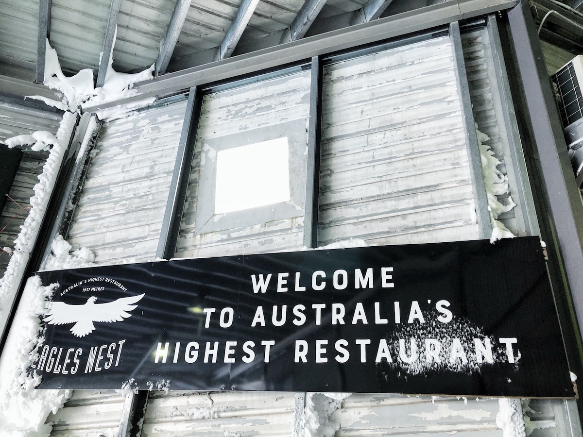 A sign for Eagle's Nest, the highest restaurant in Australia