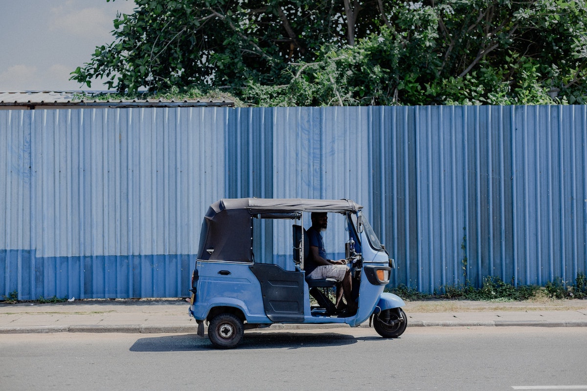 A blue tuk tuk in Sri Lanka, Colombo