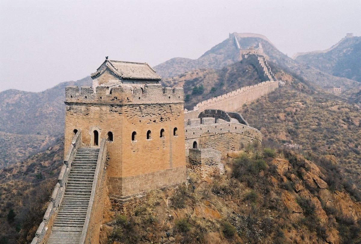 The Great Wall of China in spring.