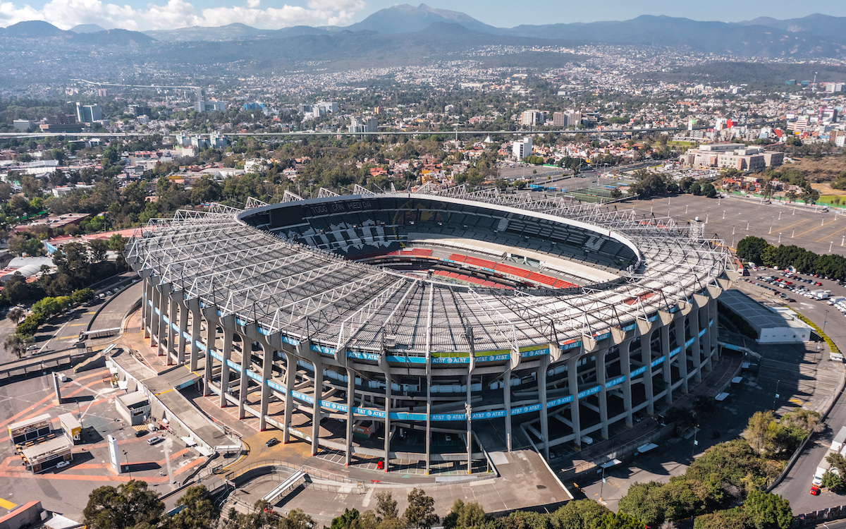 Aerial view of a football (soccer) stadium in Mexico.