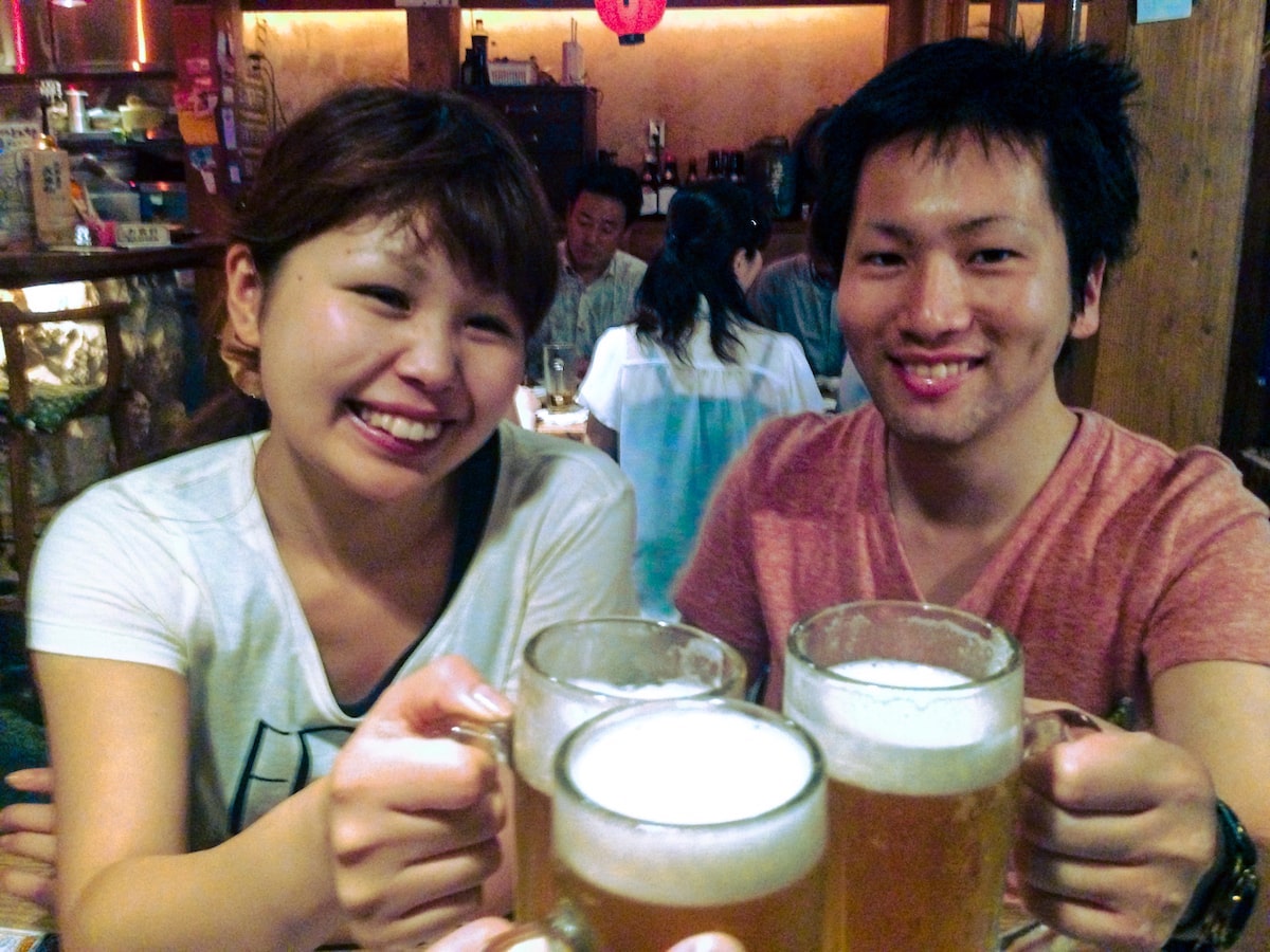 Japanese locals drinking 