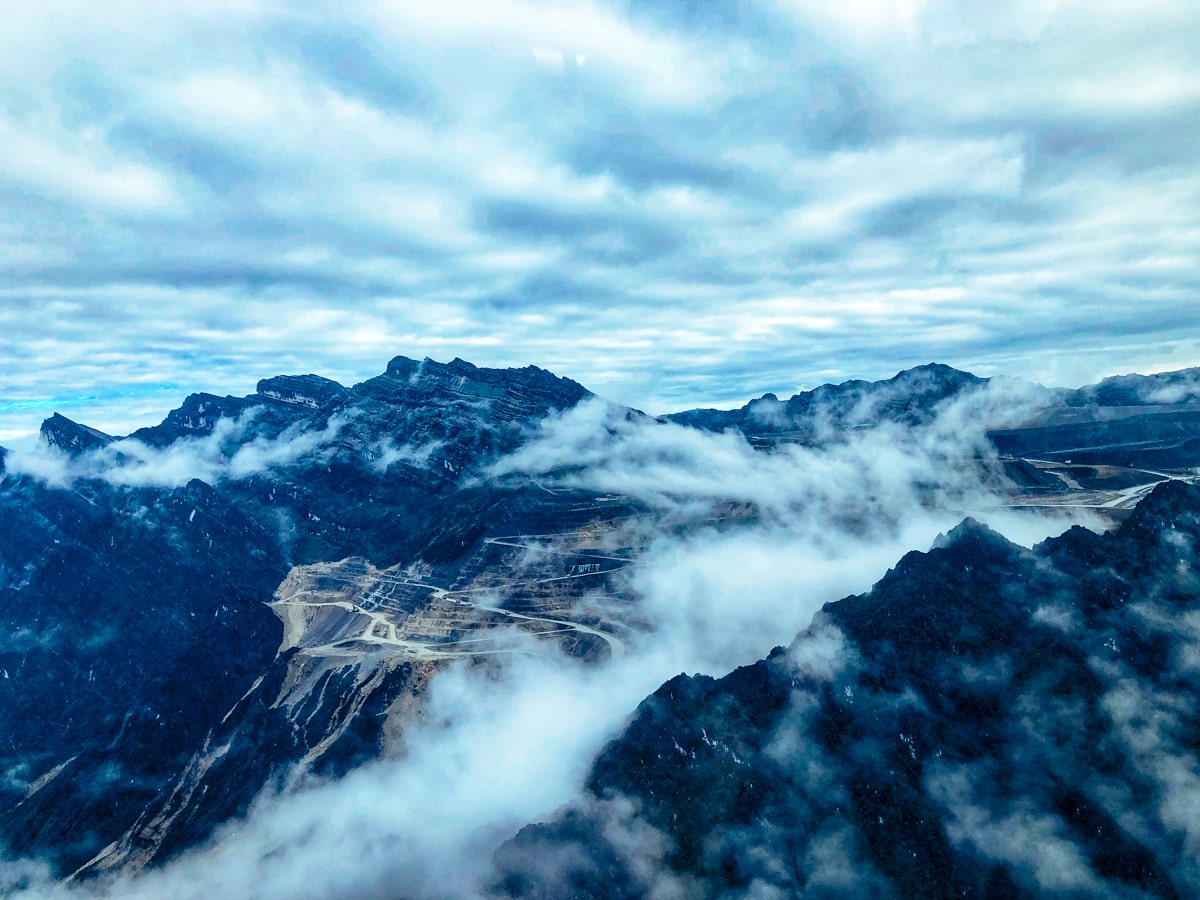 A view of Grasberg Mine from Puncak Jaya