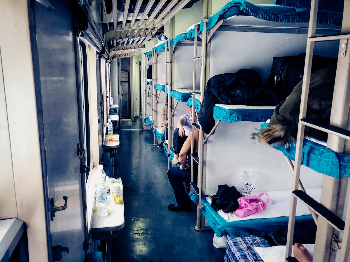 Inside a sleeper train between Dandong in China and Pyongyang in North Korea