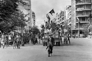 The Khmer Rouge entering Phnom Penh in 1975 during the Cambodia Civil War