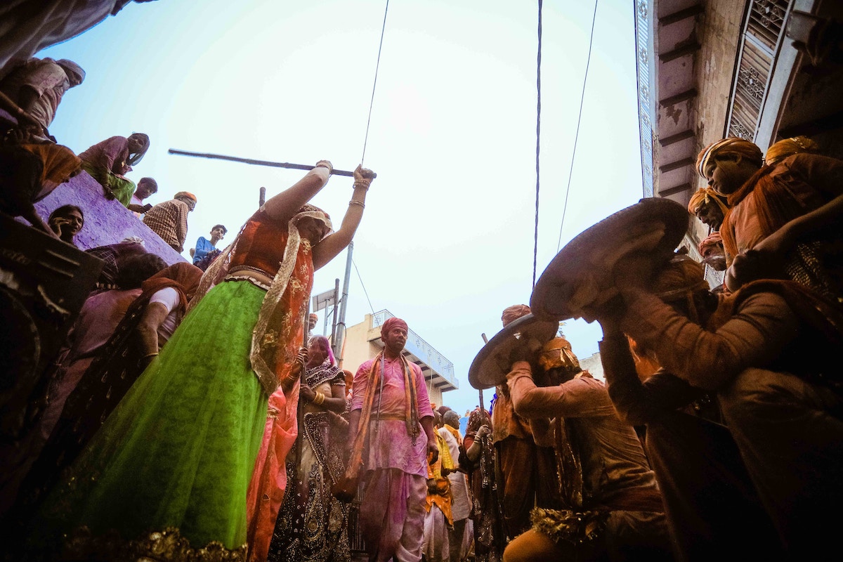 Lathmar Holi in Radha Rani Temple