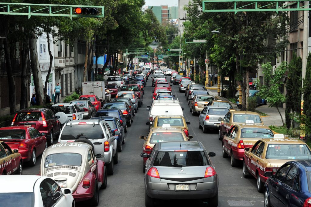 A large traffic jam in Mexico City