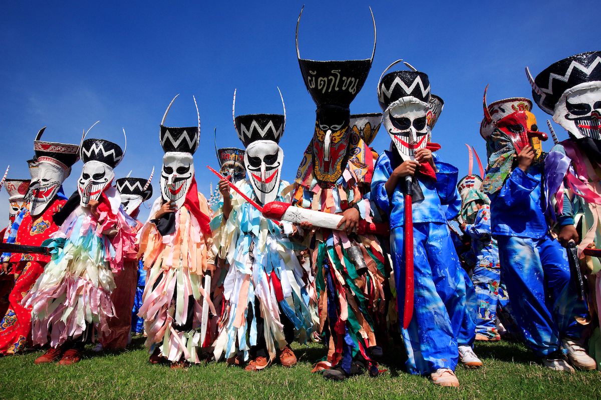 Colourful Thai festival named Phi Ta Khon, a type of masked procession.