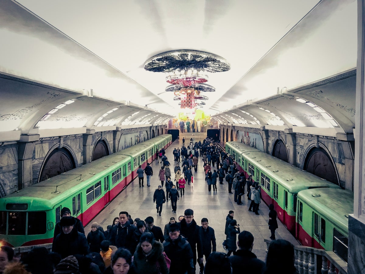 A busy, yet shy North Korea experience of the Pyongyang Metro Station