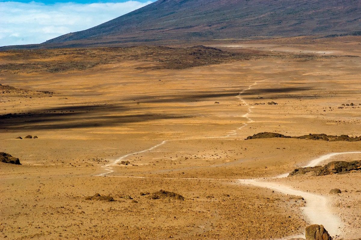 A desolate trail on a mountain.