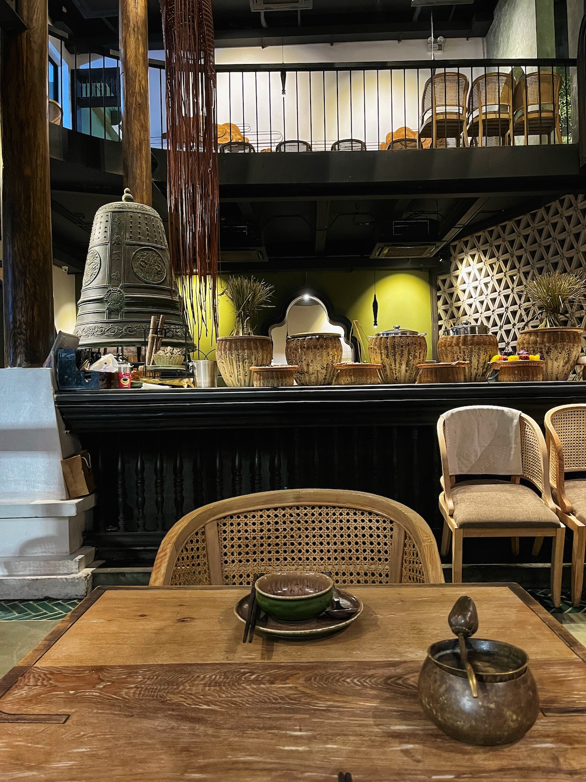 Inside decor of Sadhu Vegetarian Restaurant in Hanoi, Vietnam