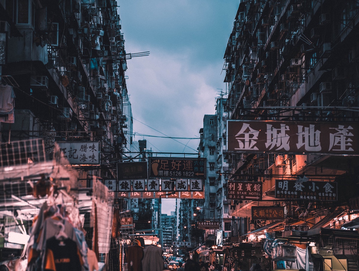 A very busy district in Hong Kong.