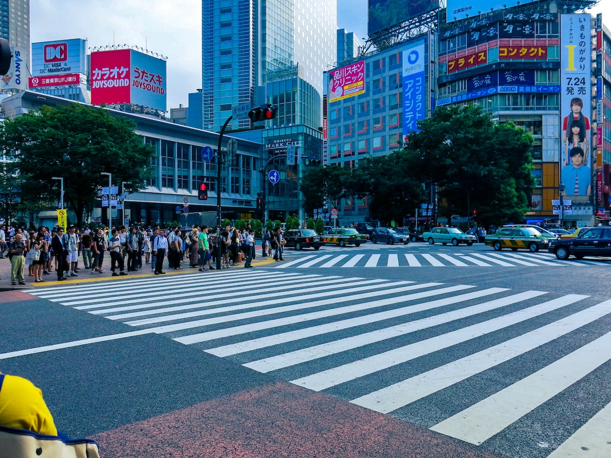 People waiting at Shibuya Crossing in Tokyo, Japan