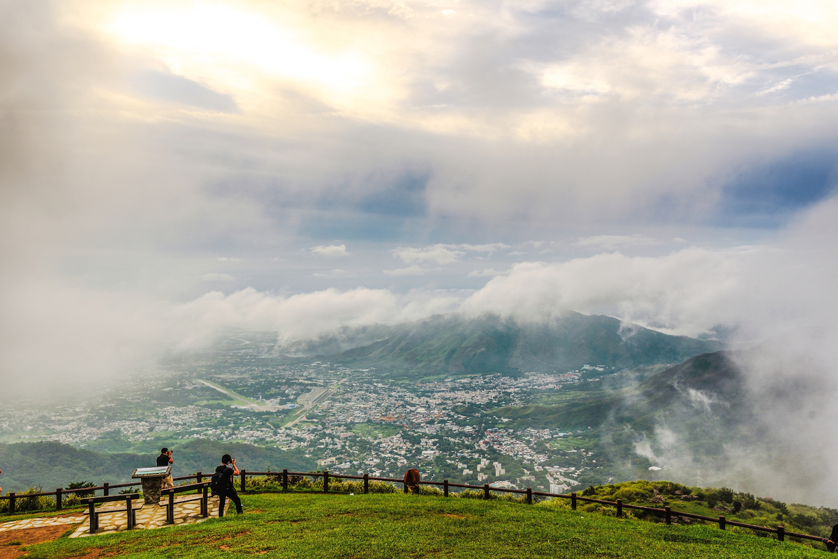 The Observation Deck from Tai Mo Shan, Hong Kong overlooking the city and mountains