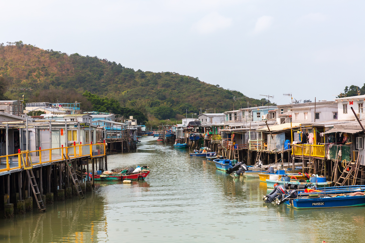 Typical stilt houses in Tai O. Tai O is a popular traditional fishing village on Lantau Island famous for its unique stilt houses