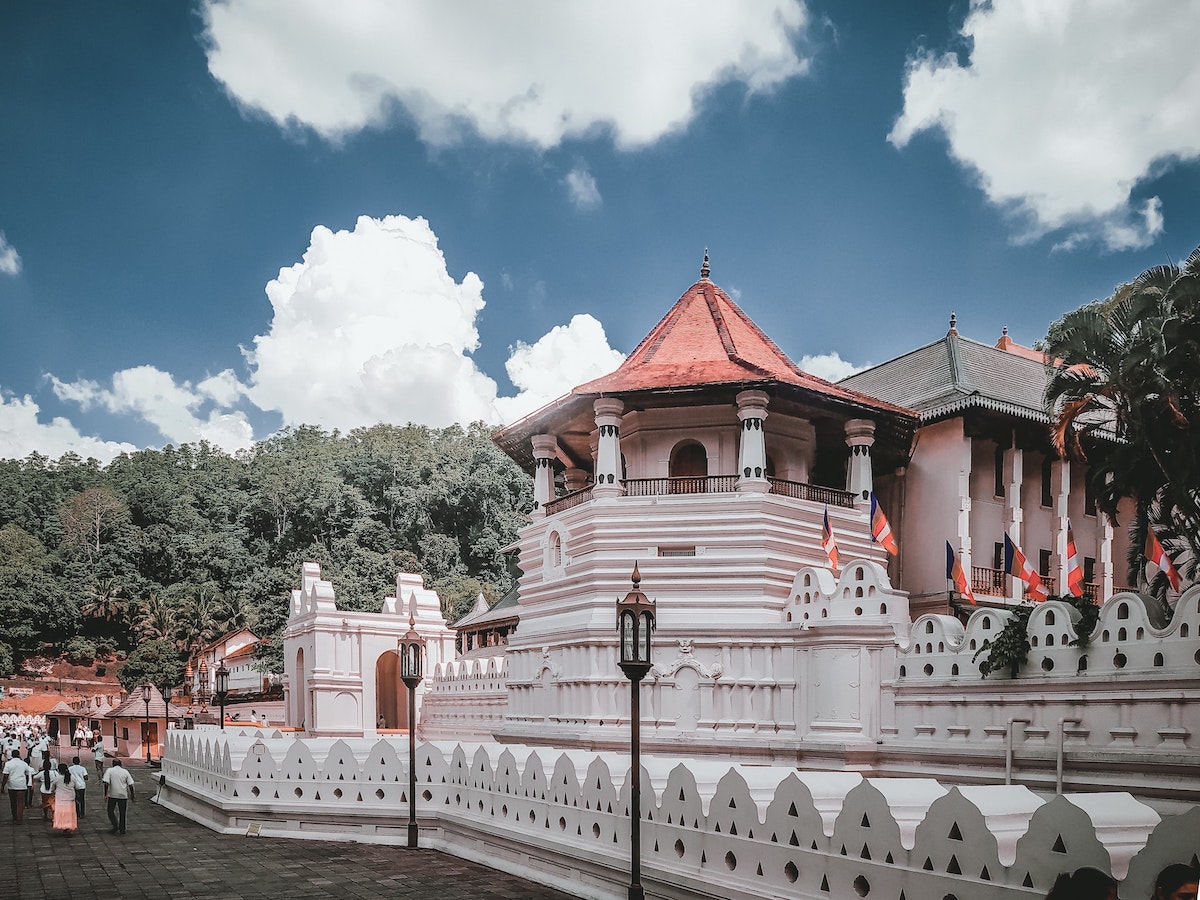 A beautiful white temple in Kandy, Sri Lanka.