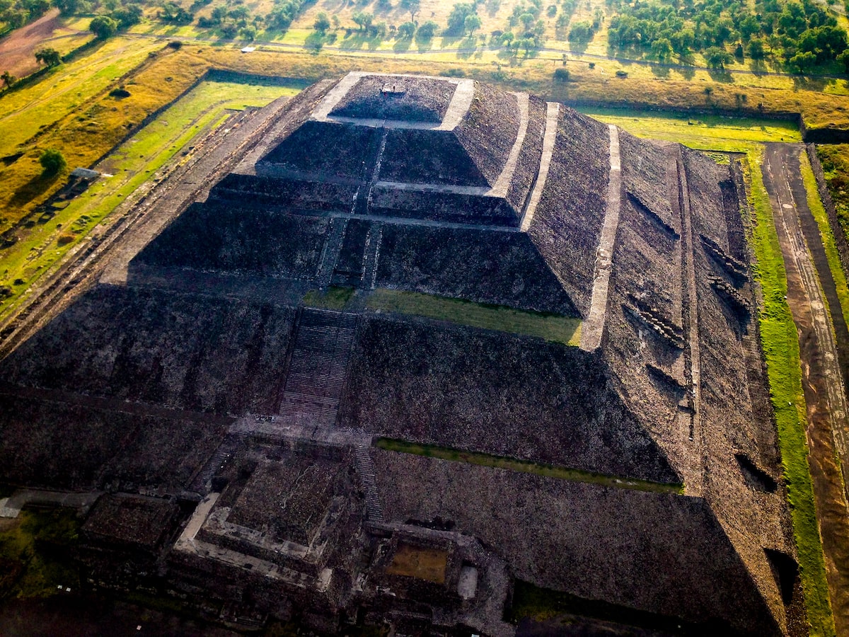 View of a pyramid from above.