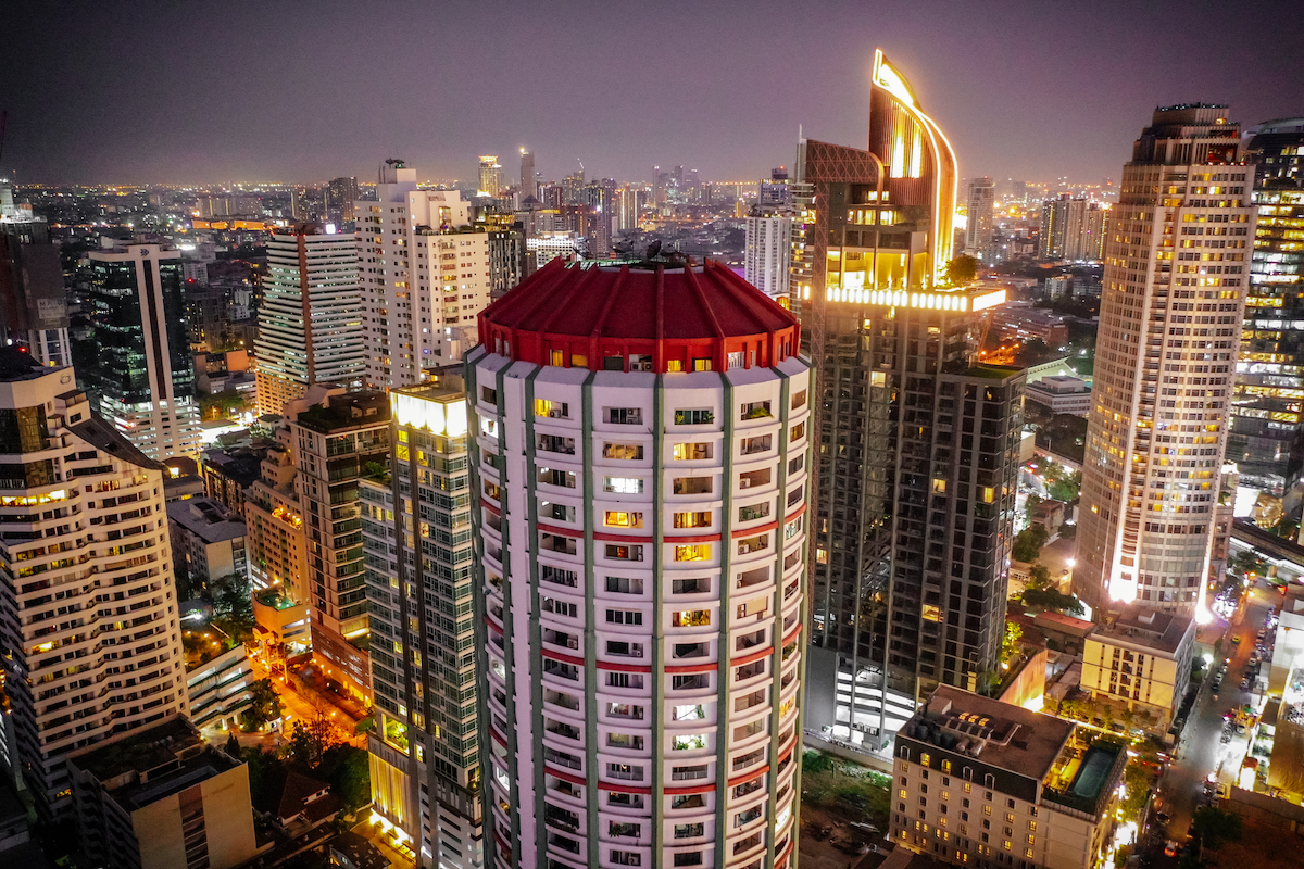 Bangkok Aerial view, above Sukhumvit and Thonglor district in Thailand, South east Asia