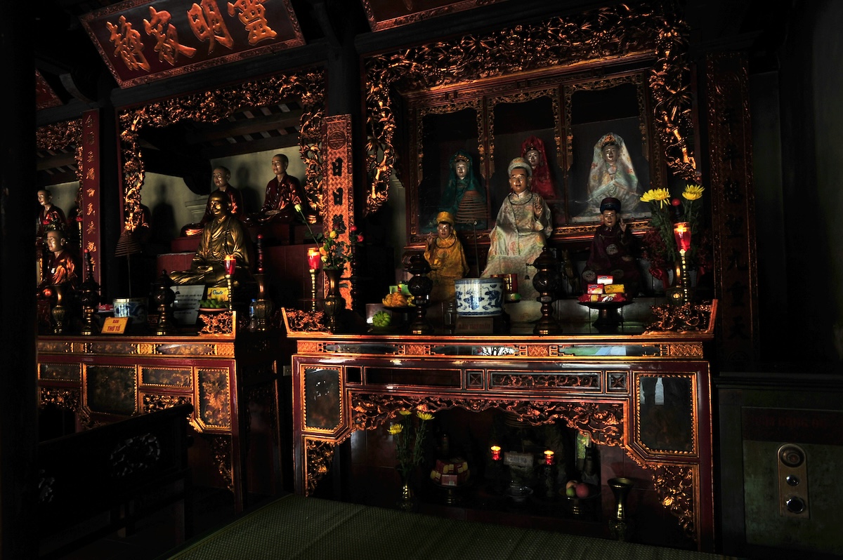 Buddhist artefacts in a temple, Hanoi, Vietnam 