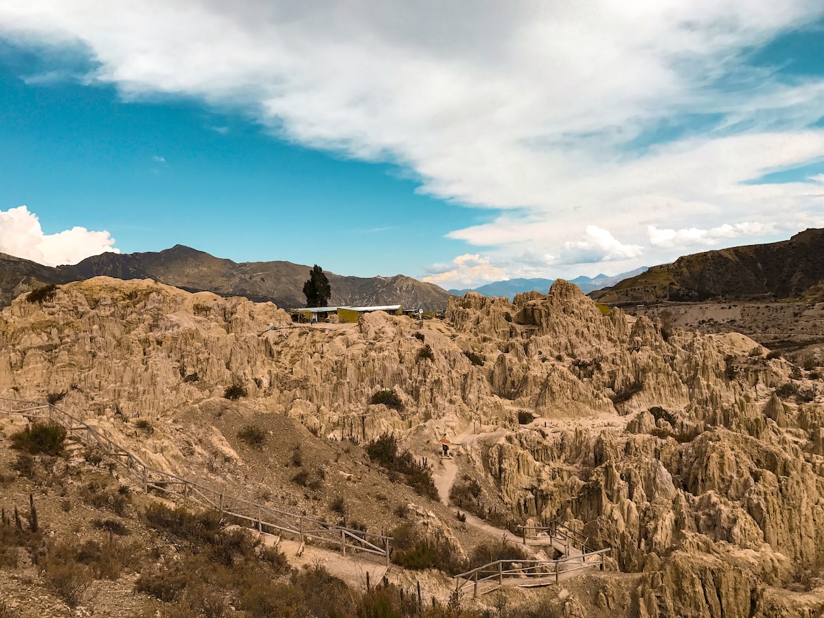 Moon-like formations at Valle de la Luna in La Paz, Bolivia