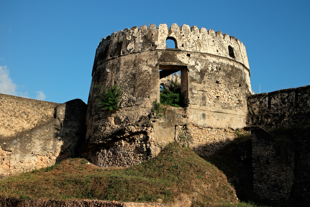 Cylindrical tower building of an old historical fort, Stone Town, Zanzibar