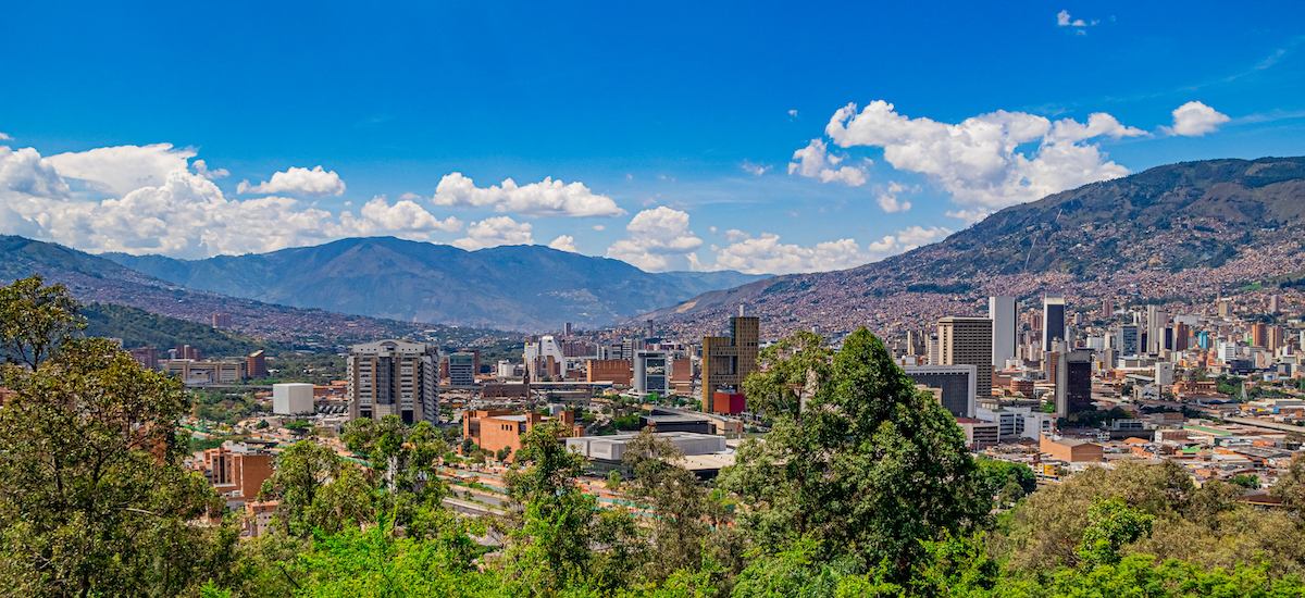Panoramic view of Medellin during the day. 