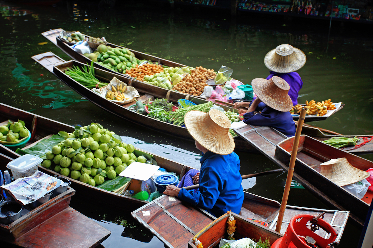 Floating food market in Bangkok, Thailand