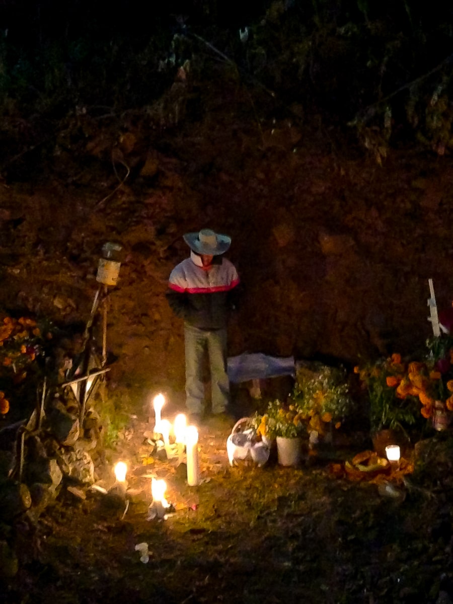 Man visiting grave for Janitzio For Dia De Muertos 