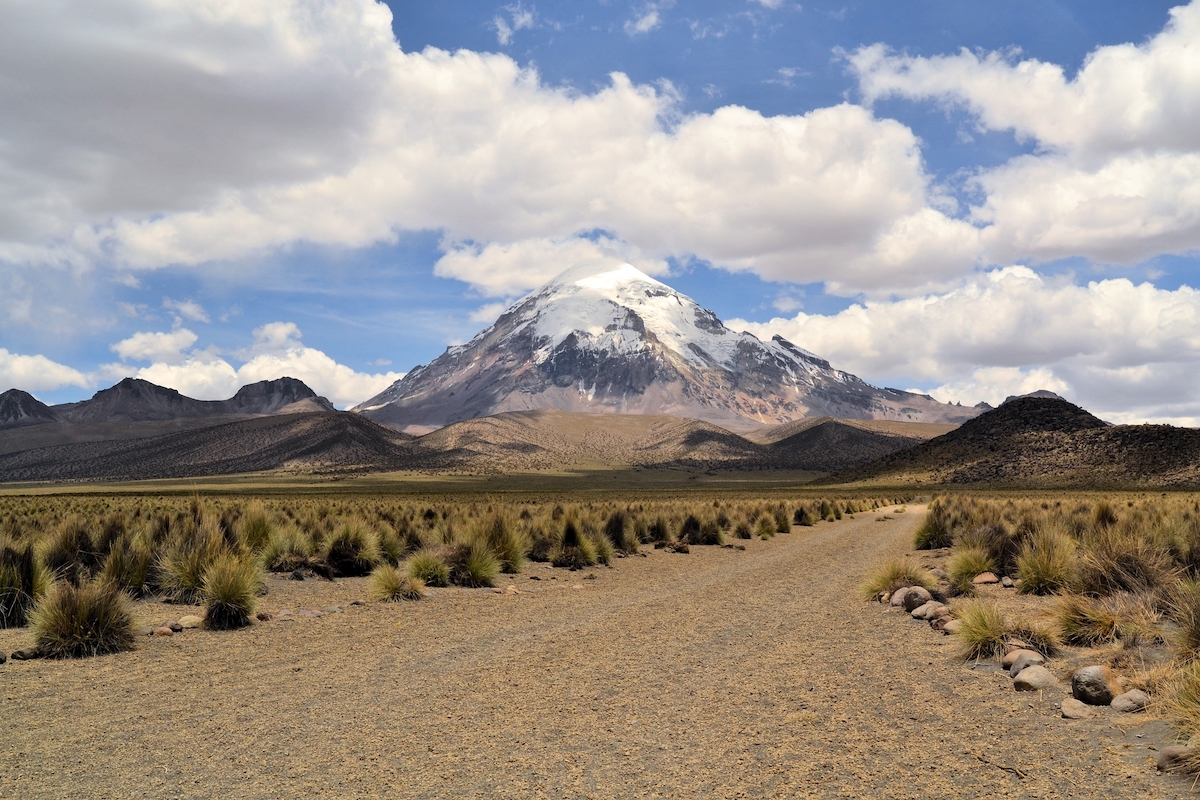 Scenic view of volcanic group in Bolivia.