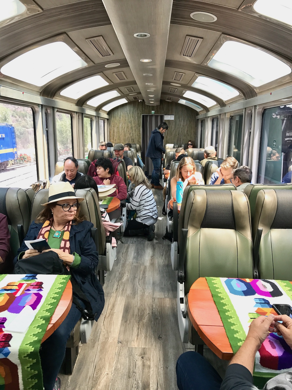 Train passengers en route to Machu Picchu in Peru